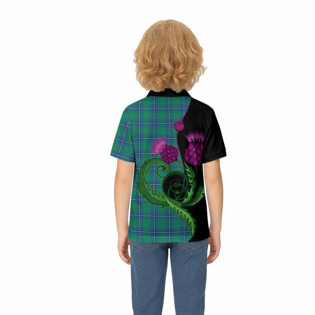 Irvine Tartan Kid Polo Shirt Traditional Scottish Thistle