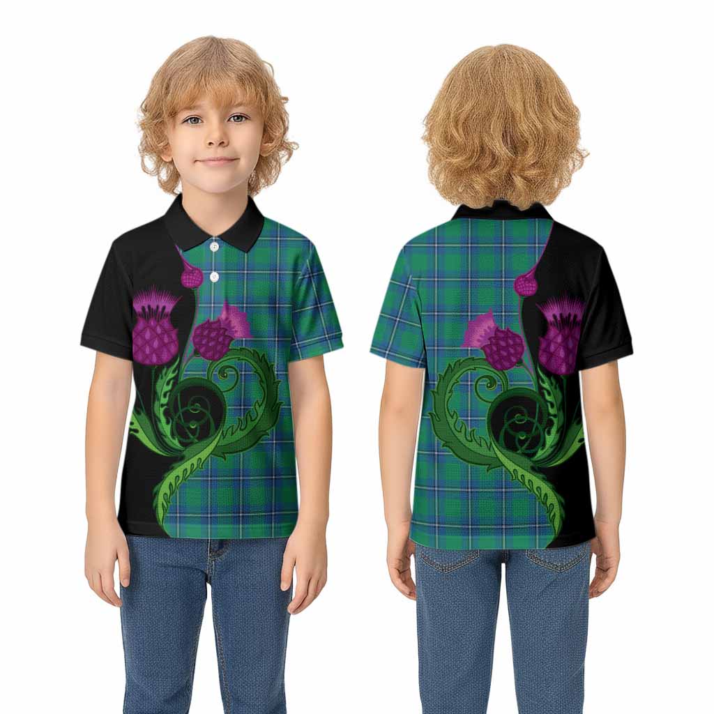 Irvine Tartan Kid Polo Shirt Traditional Scottish Thistle
