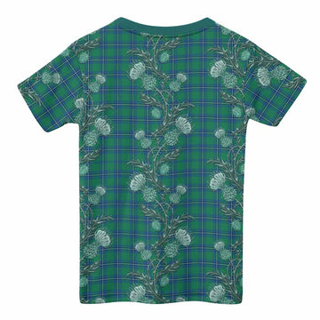 Irvine Tartan Kid T-shirt Seamless Scottish Thistle Flowers