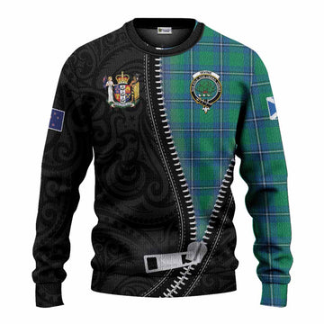Irvine Tartan Knitted Sweater New Zealand Pattern Unique Zipper Stylized