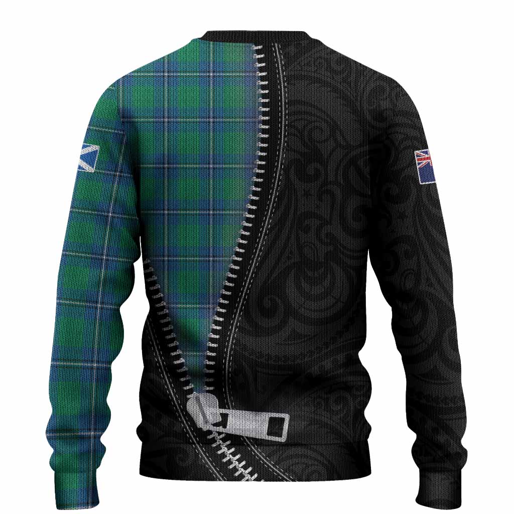 Irvine Tartan Knitted Sweater New Zealand Pattern Unique Zipper Stylized