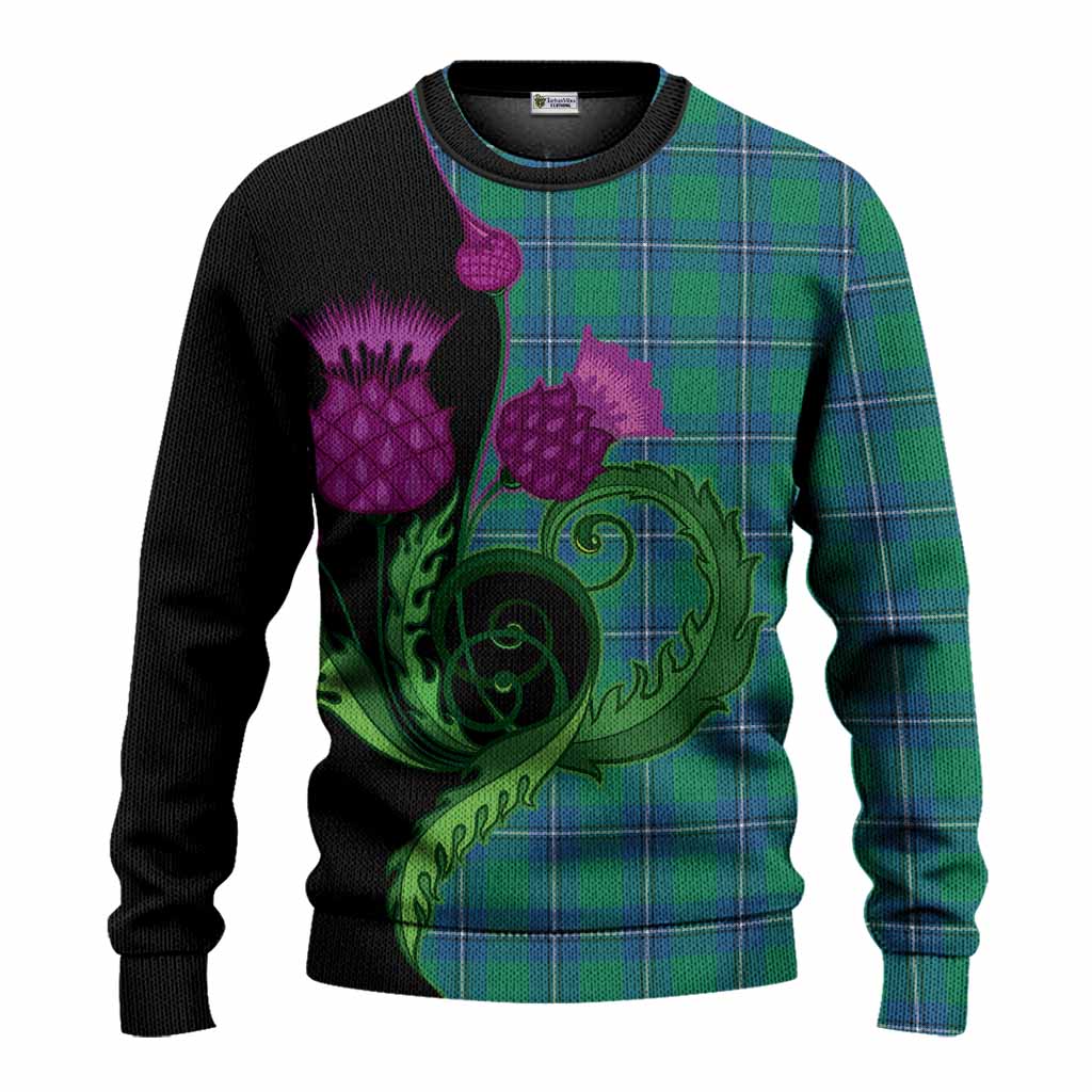 Irvine Tartan Knitted Sweater Traditional Scottish Thistle