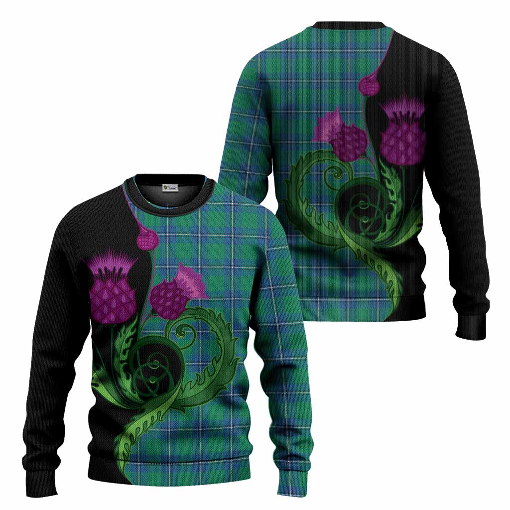 Irvine Tartan Knitted Sweater Traditional Scottish Thistle