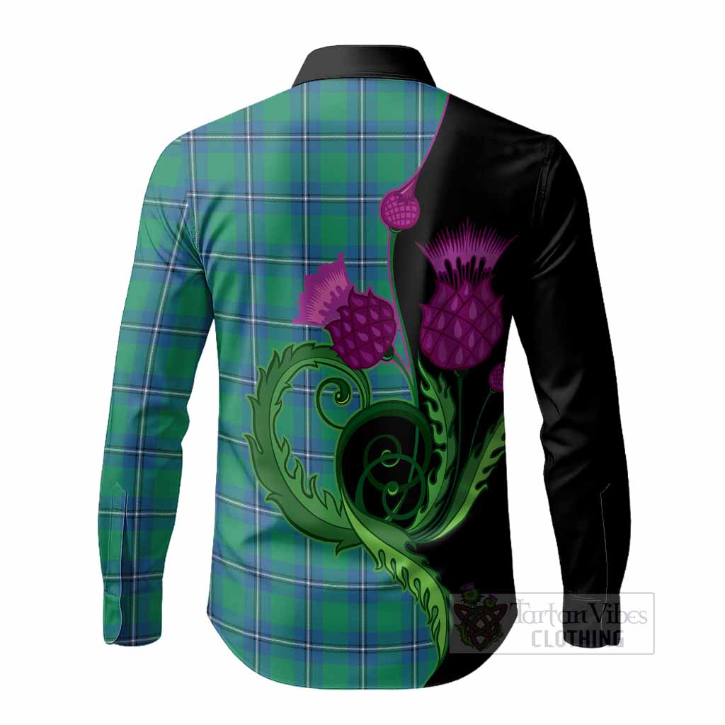 Irvine Tartan Long Sleeve Button Shirts Traditional Scottish Thistle