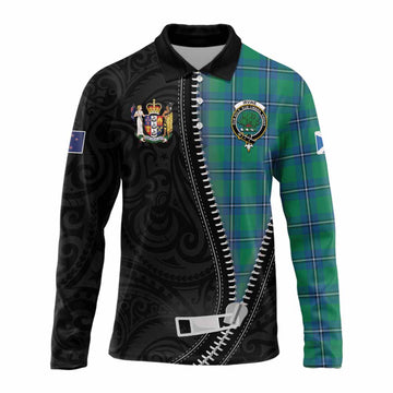Irvine Tartan Long Sleeve Polo Shirt New Zealand Pattern Unique Zipper Stylized
