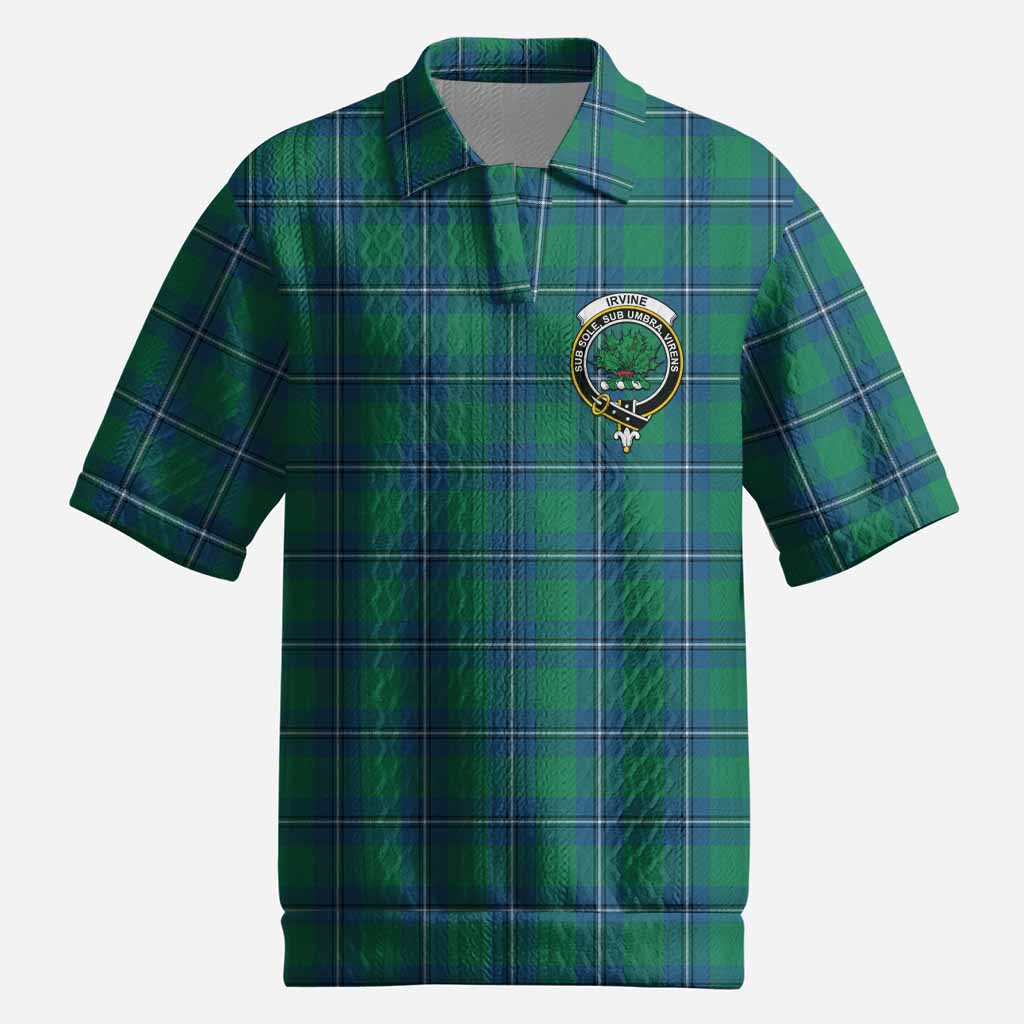 Irvine Tartan Men’s Polo Sweater Top with Family Crest
