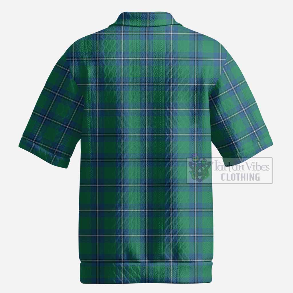 Irvine Tartan Men’s Polo Sweater Top with Family Crest