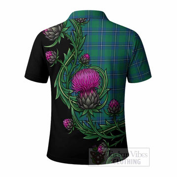 Irvine Tartan Polo Shirt Resilient Scottish Thistle