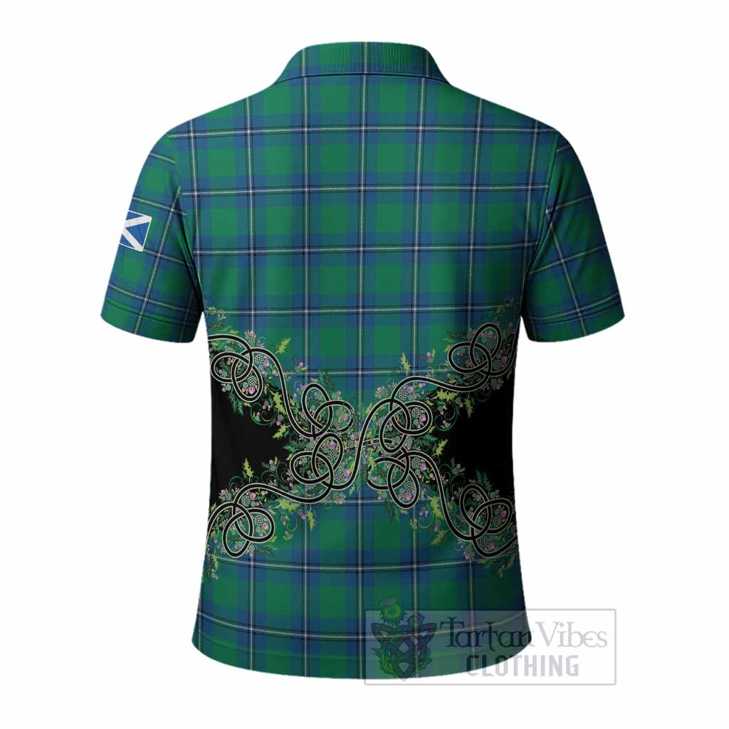 Irvine Tartan Polo Shirt Thistle Scottish Spirit