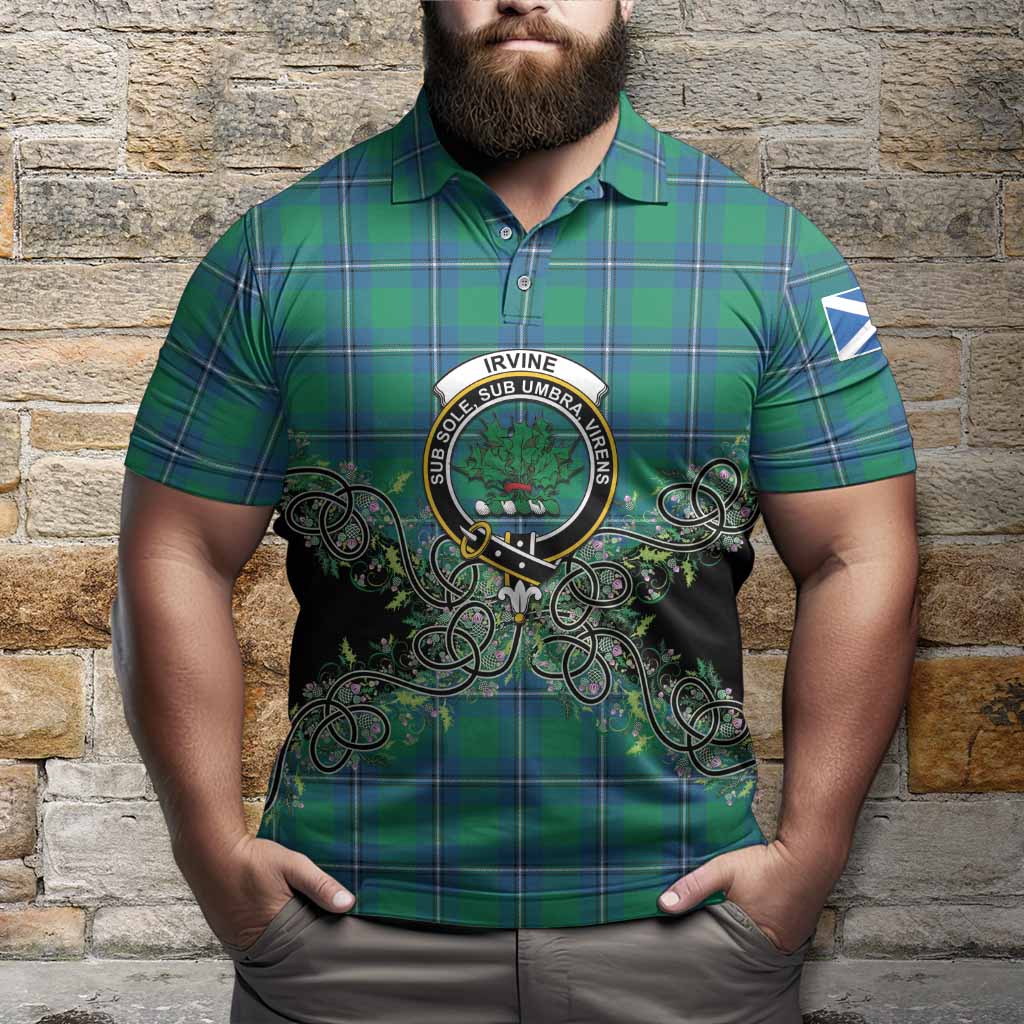 Irvine Tartan Polo Shirt Thistle Scottish Spirit