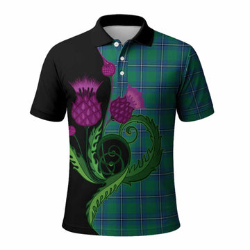 Irvine Tartan Polo Shirt Traditional Scottish Thistle