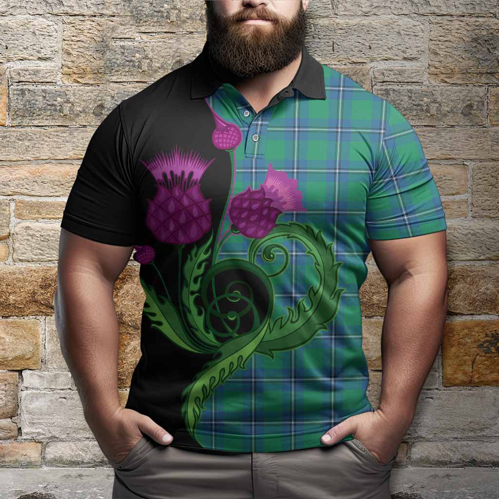 Irvine Tartan Polo Shirt Traditional Scottish Thistle