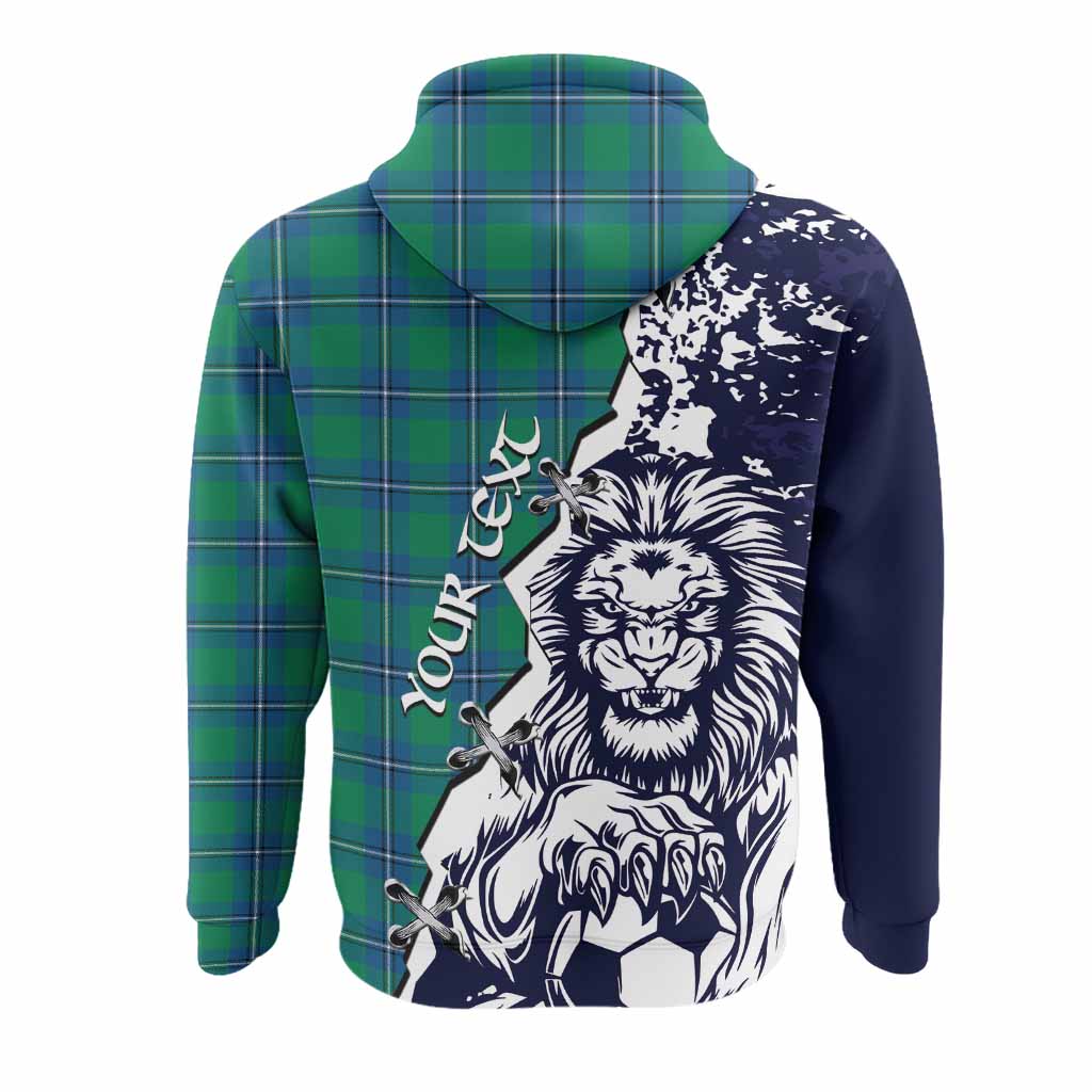 Irvine Tartan Scottish Hoodie Angry Lion With Soccer Ball Style