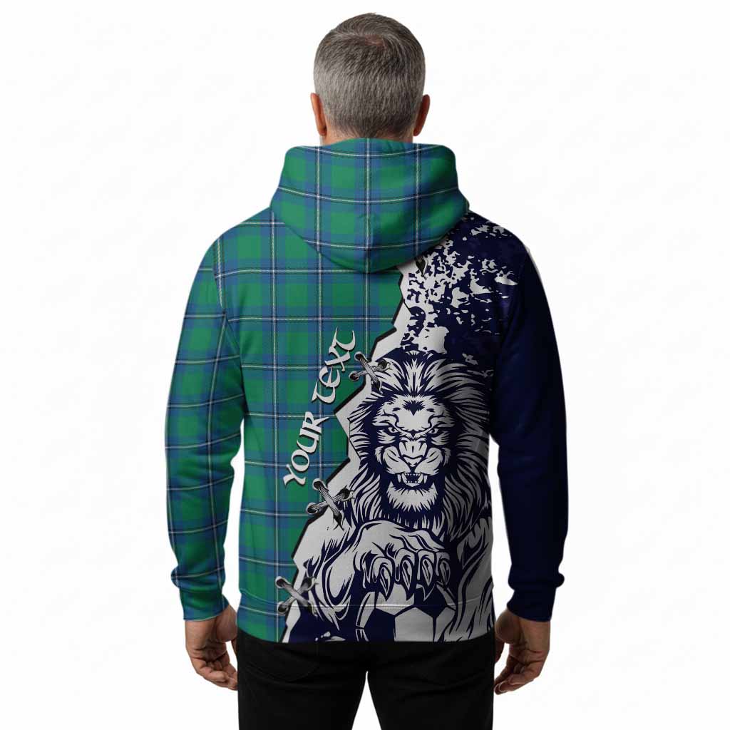 Irvine Tartan Scottish Hoodie Angry Lion With Soccer Ball Style