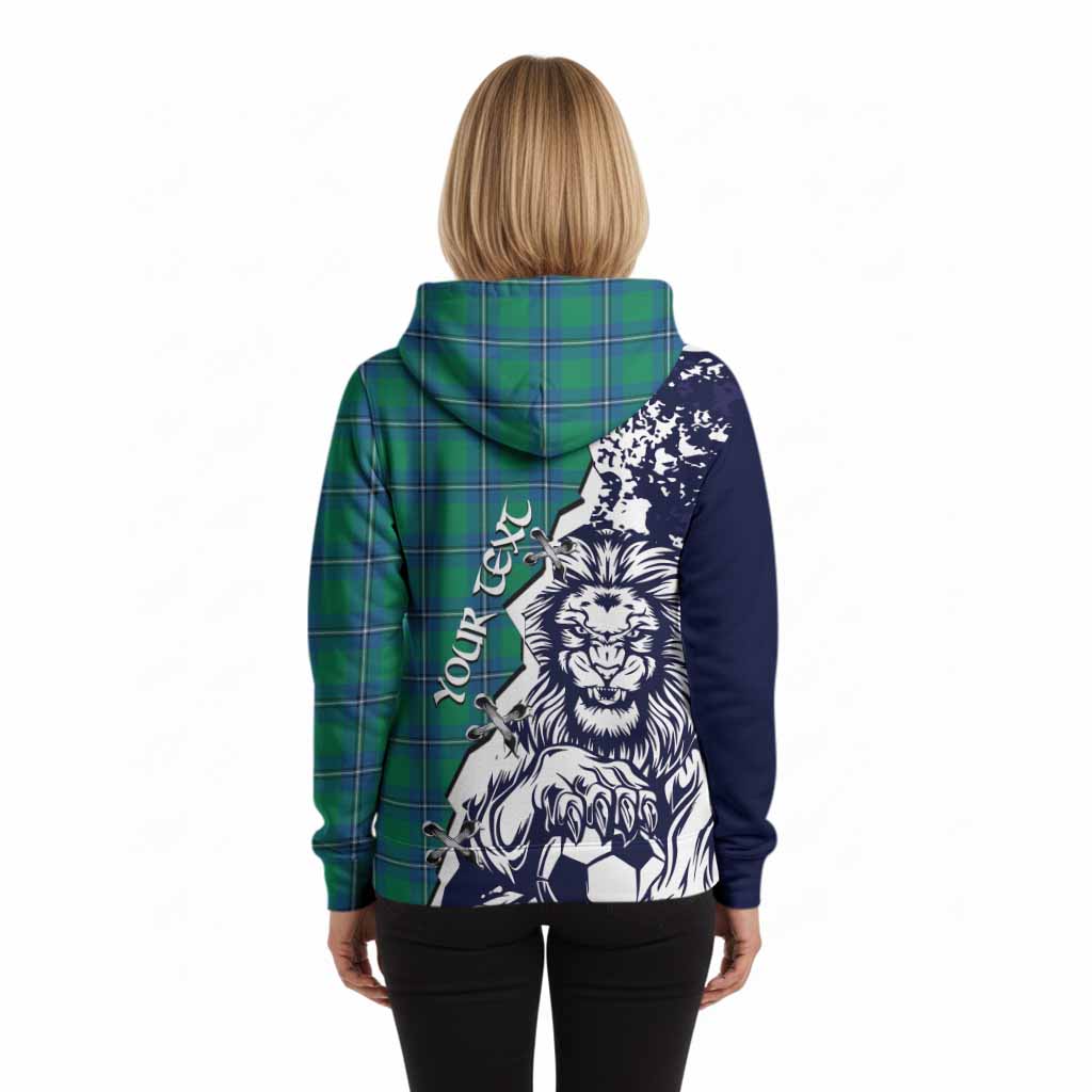 Irvine Tartan Scottish Hoodie Angry Lion With Soccer Ball Style