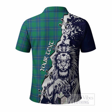 Irvine Tartan Scottish Polo Shirt Angry Lion With Soccer Ball Style