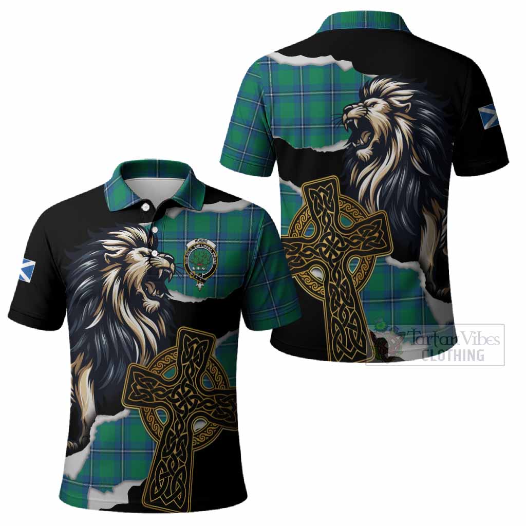 Irvine Tartan Scottish Polo Shirt Lion Celtic Heritage