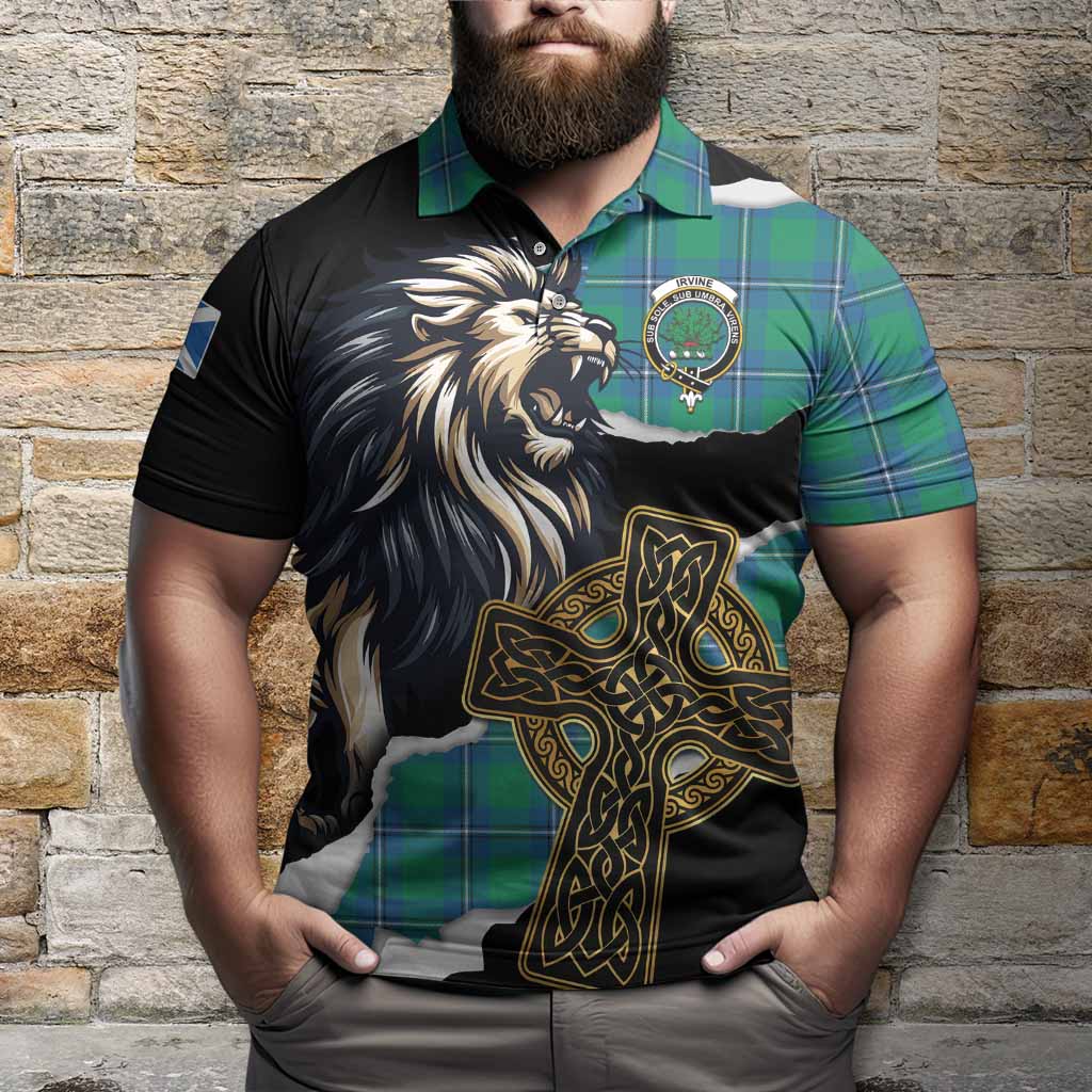Irvine Tartan Scottish Polo Shirt Lion Celtic Heritage