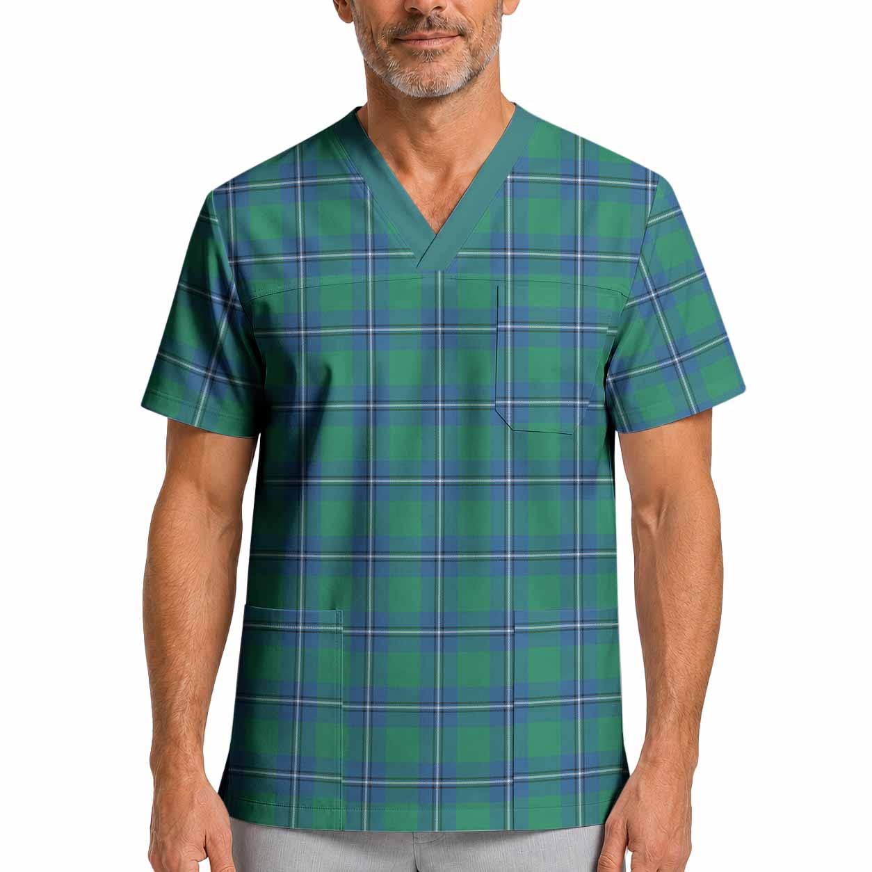 Irvine Tartan Scrub Top XL - Tartan Vibes Clothing