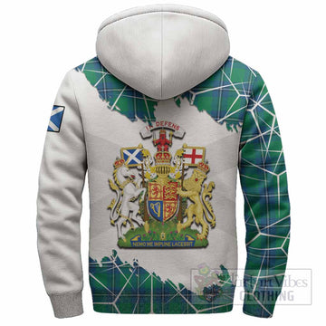 Irvine Tartan Sherpa Hoodie with Family Crest and Lion Rampant Grunge Style