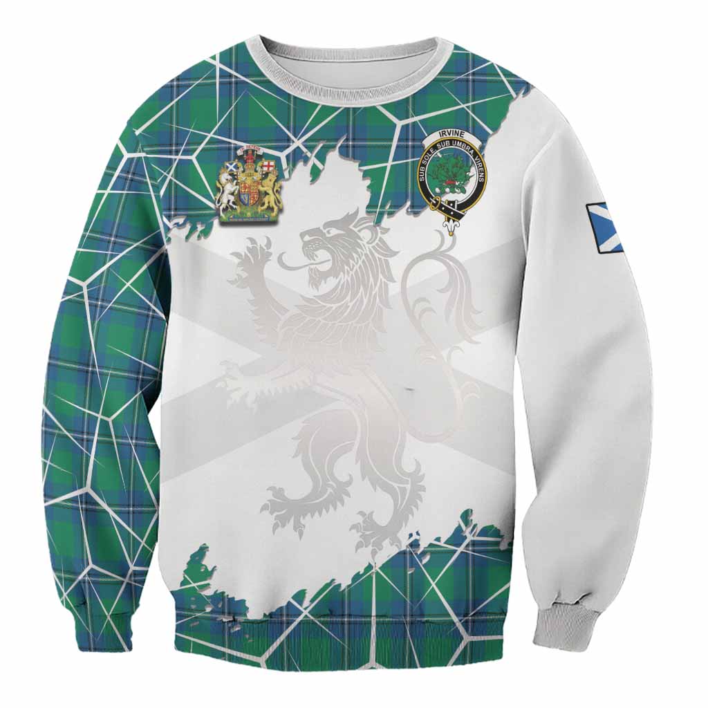 Irvine Tartan Sweatshirt with Family Crest and Lion Rampant Grunge Style