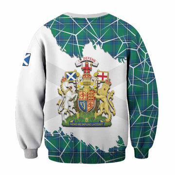 Irvine Tartan Sweatshirt with Family Crest and Lion Rampant Grunge Style
