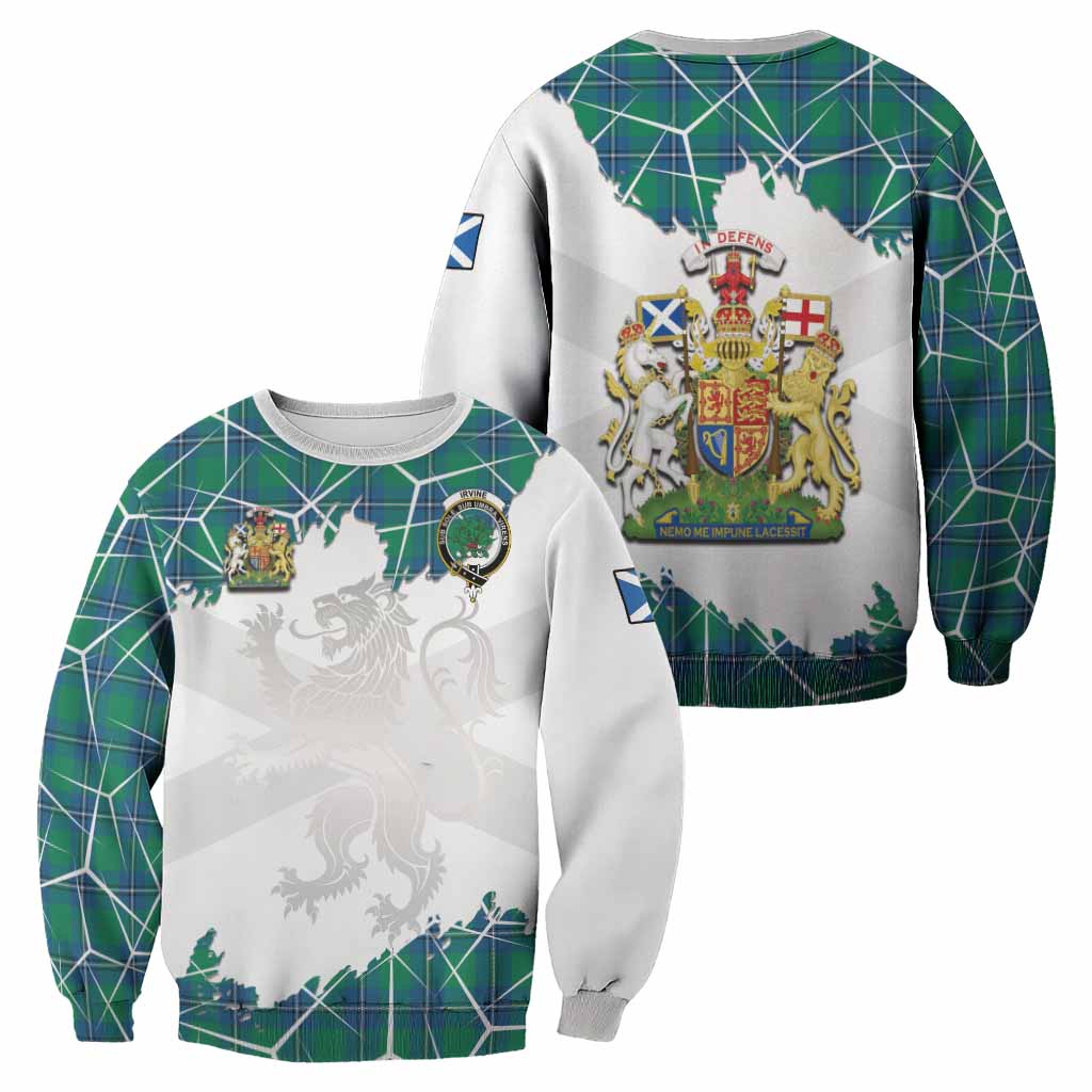 Irvine Tartan Sweatshirt with Family Crest and Lion Rampant Grunge Style