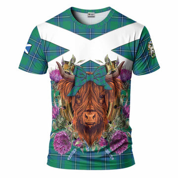 Irvine Tartan T-Shirt Scottish Thistle Heilan Coo