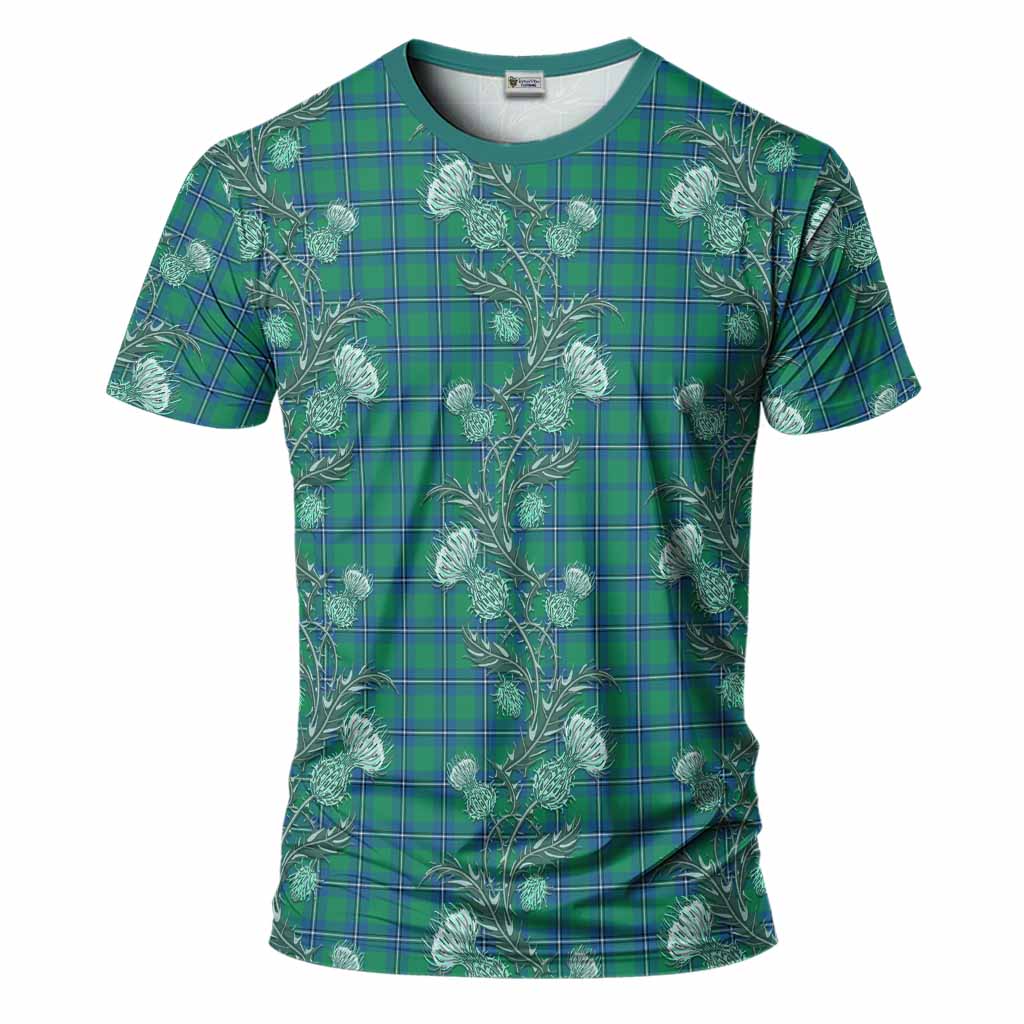 Irvine Tartan T-Shirt Seamless Scottish Thistle Flowers