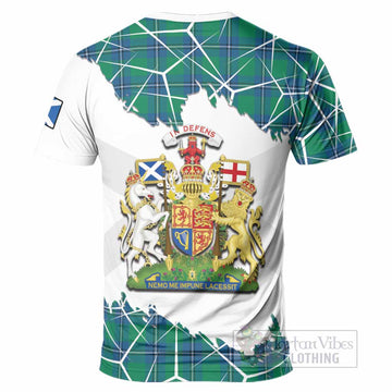Irvine Tartan T-Shirt with Family Crest and Lion Rampant Grunge Style