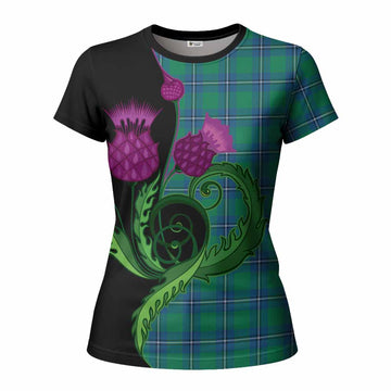 Irvine Tartan Women T shirt Traditional Scottish Thistle