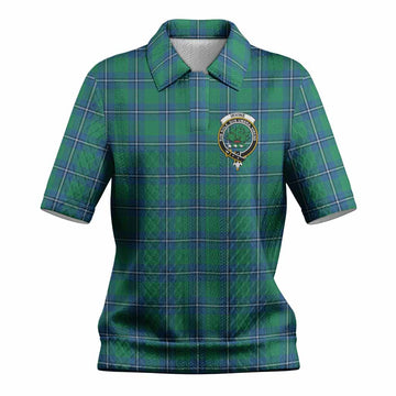 Irvine Tartan Women’s Polo Sweater Top with Family Crest