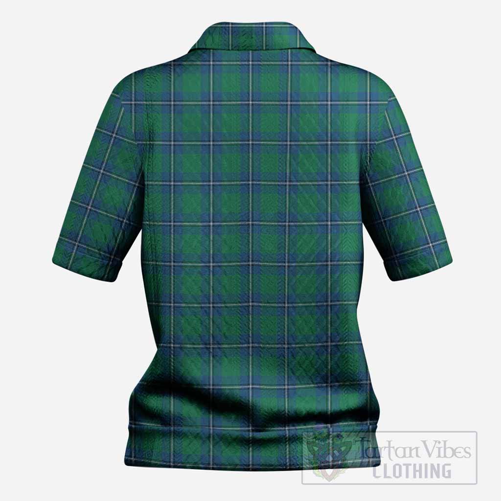 Irvine Tartan Women’s Polo Sweater Top with Family Crest