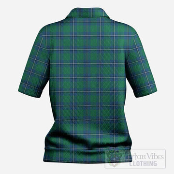 Irvine Tartan Women’s Polo Sweater Top with Family Crest