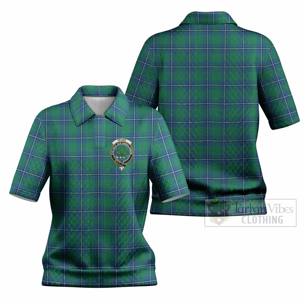 Irvine Tartan Women’s Polo Sweater Top with Family Crest