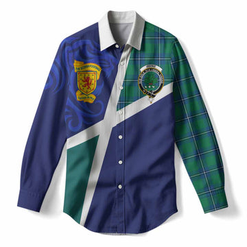 Irvine The Scottish Football Crest Women Casual Shirt Lion-Tartan Army
