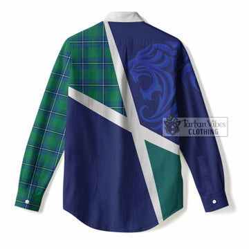 Irvine The Scottish Football Crest Women Casual Shirt Lion-Tartan Army