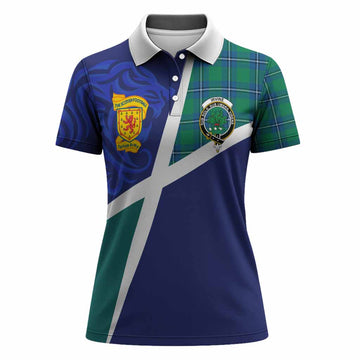Irvine The Scottish Football Crest Women Polo Shirt Lion-Tartan Army