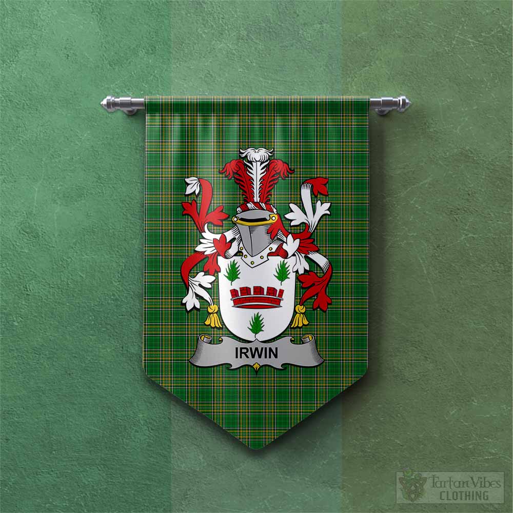 Irwin Irish Clan Tartan Gonfalon, Tartan Banner with Coat of Arms Chevron - Tartan Vibes Clothing