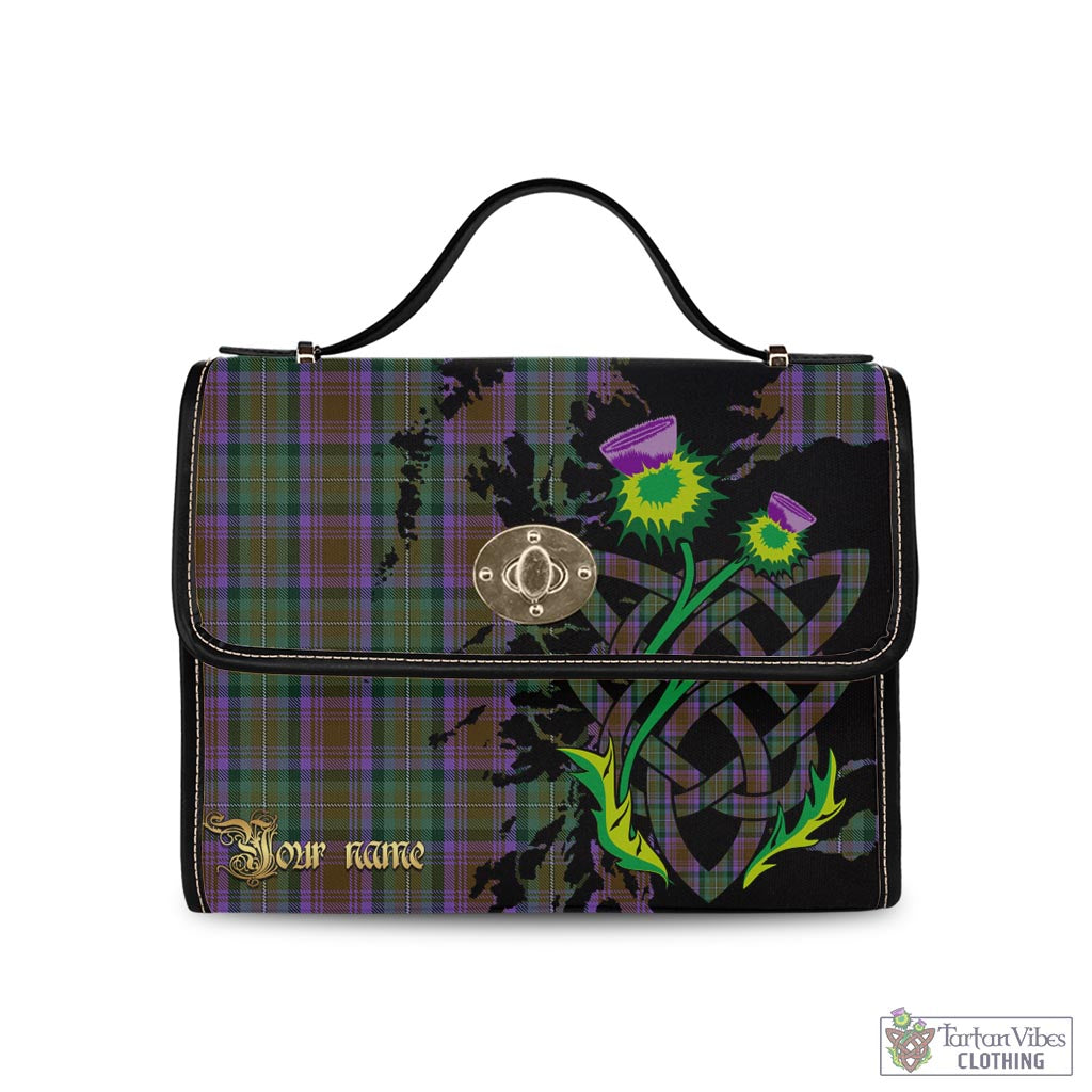 Tartan Vibes Clothing Isle of Skye Tartan Waterproof Canvas Bag with Scotland Map and Thistle Celtic Accents