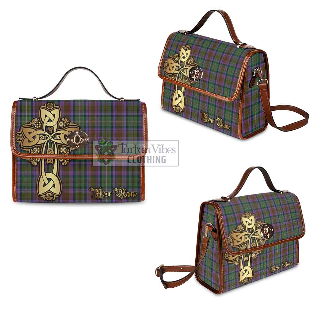 Tartan Vibes Clothing Isle of Skye Tartan Waterproof Canvas Bag Golden Thistle Celtic Cross Style