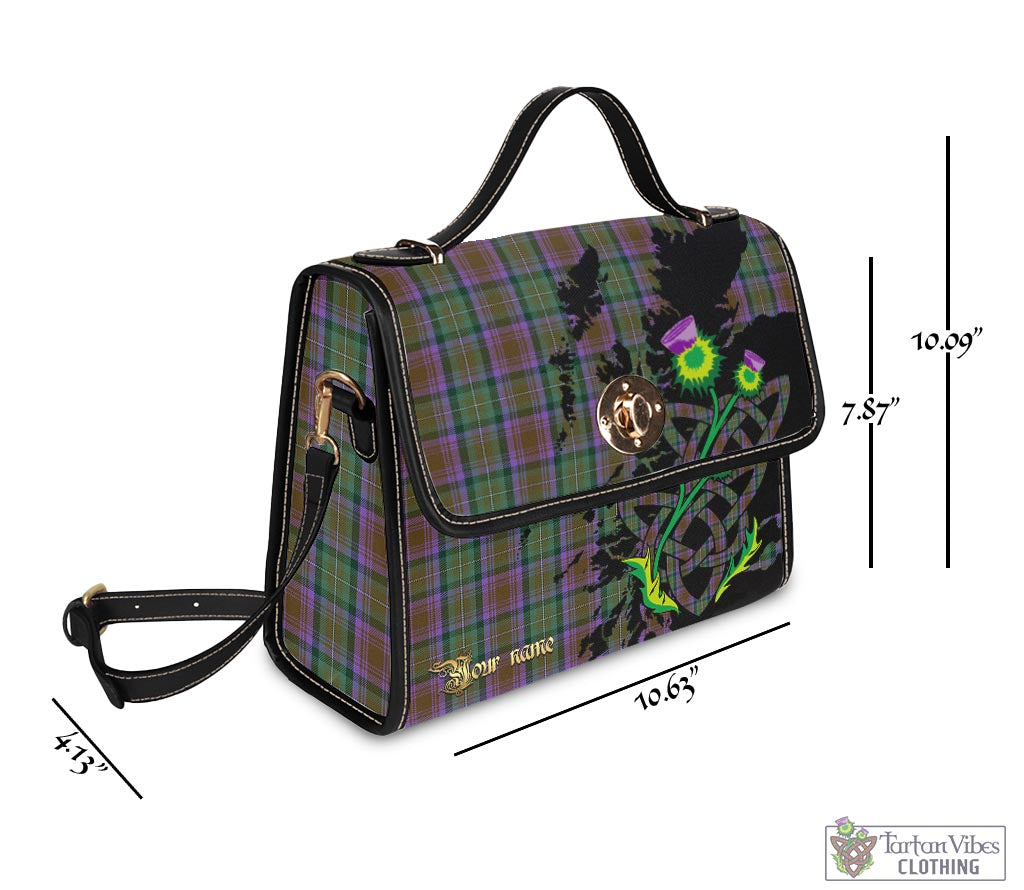 Tartan Vibes Clothing Isle of Skye Tartan Waterproof Canvas Bag with Scotland Map and Thistle Celtic Accents