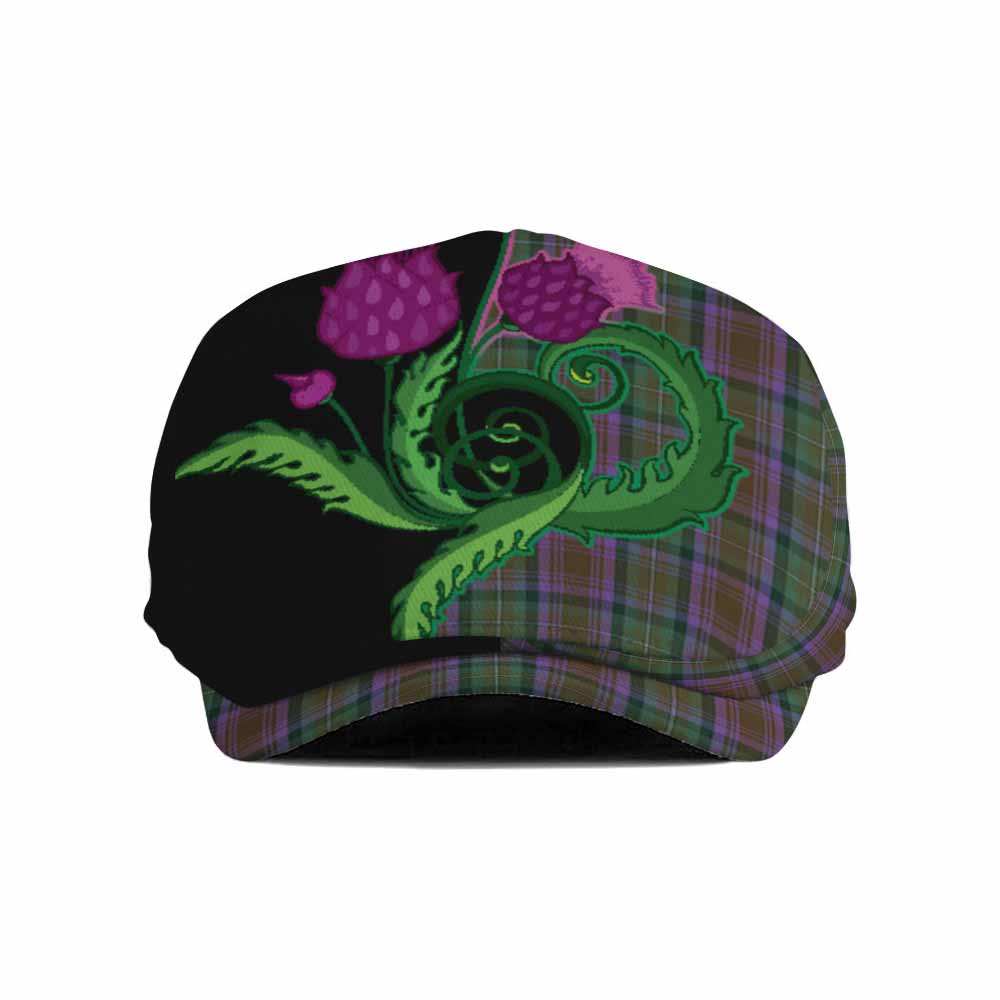 Isle of Skye Tartan Flat Cap, Jeff Cap Traditional Scottish Thistle