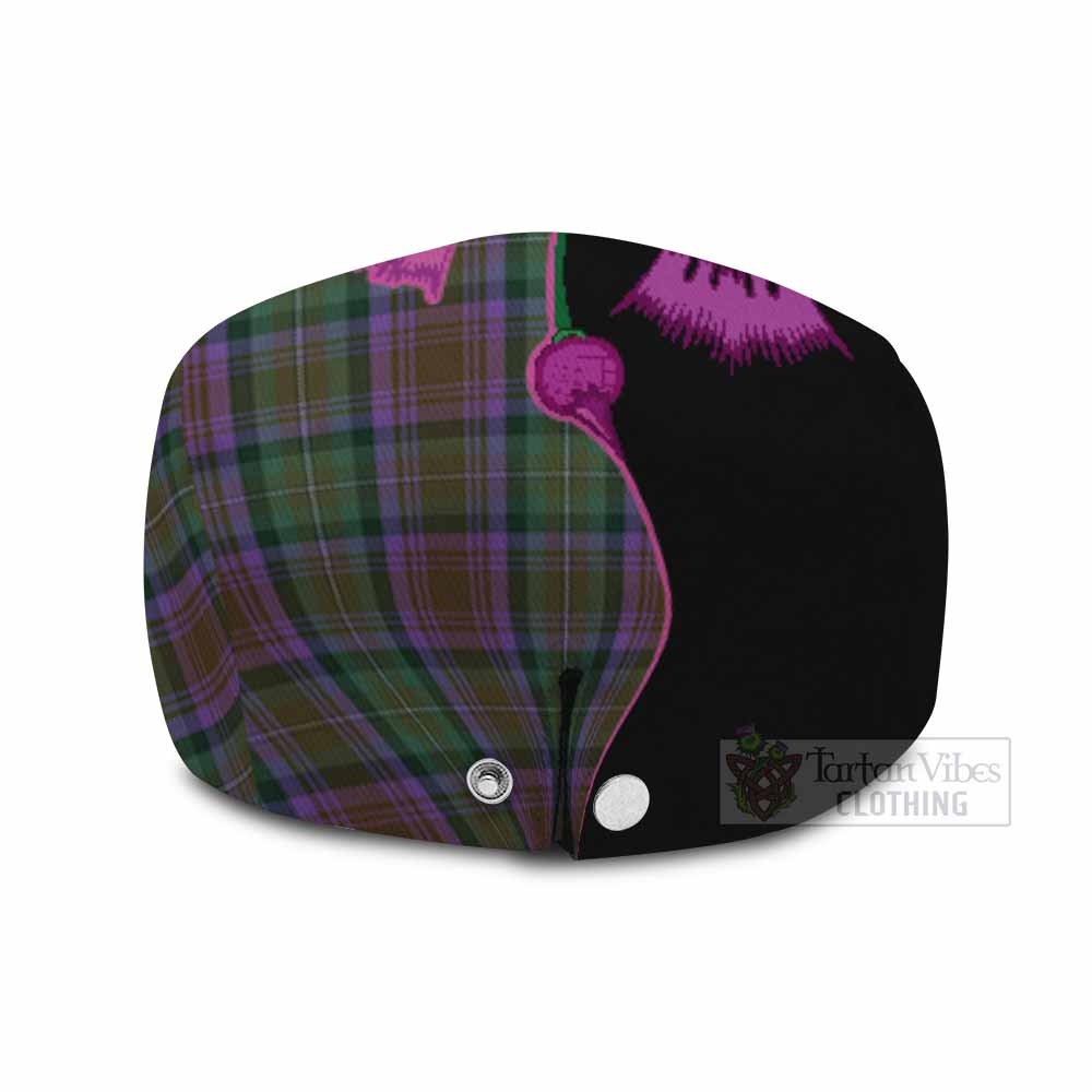 Isle of Skye Tartan Flat Cap, Jeff Cap Traditional Scottish Thistle