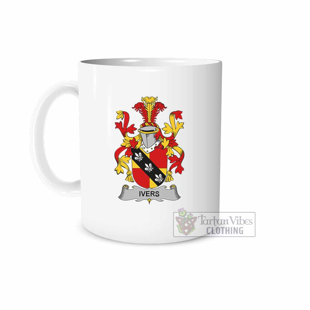Ivers Irish Clan Coat of Arms Ceramic Mug White - 2D-tartanvibesclothing