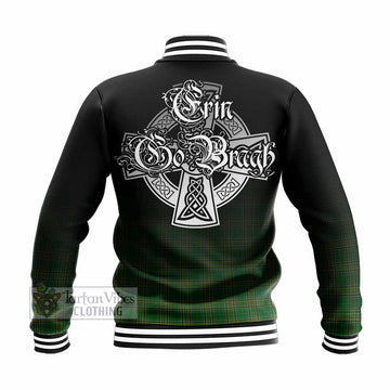 Tartan Vibes Clothing Ivers Irish Clan Baseball Jacket with Coat of Arms Erin Go Bragh Celtic Inspired