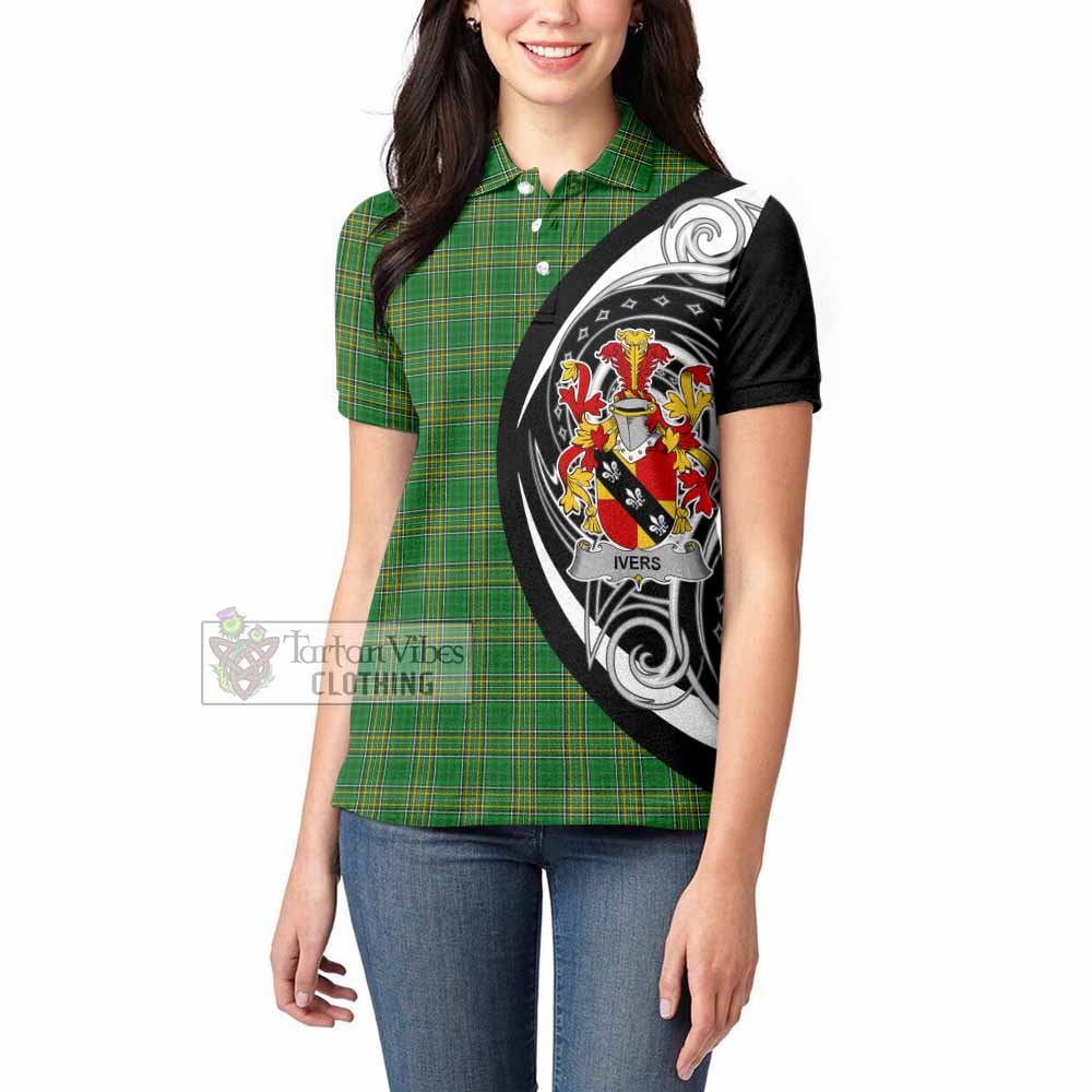 Ivers Irish Clan Women's Polo Shirt Celtic Circle Style - Tartan Vibes Clothing