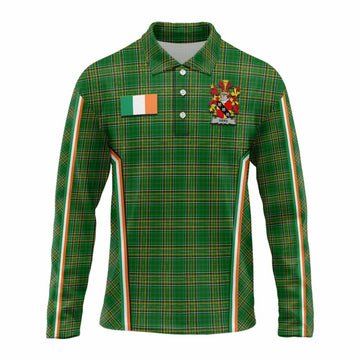 Ivers Irish Clan Coat of Arm Tartan Long Sleeve Polo Shirt Flag Style