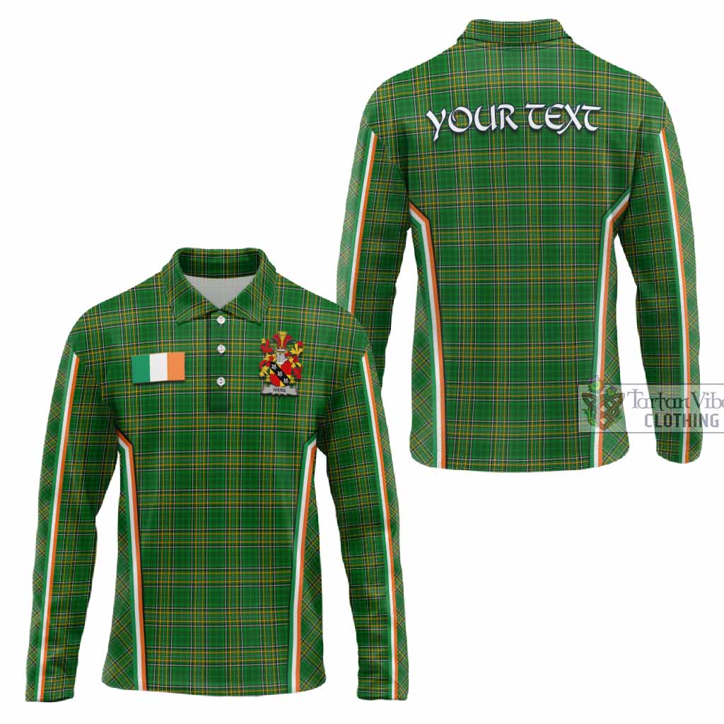 Ivers Irish Clan Coat of Arm Tartan Long Sleeve Polo Shirt Flag Style