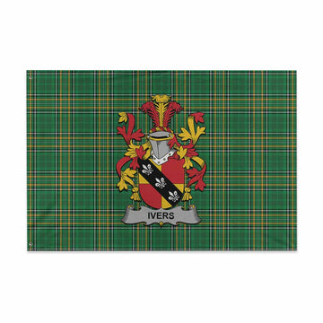 Ivers Irish Clan Tartan House Flag with Coat of Arms